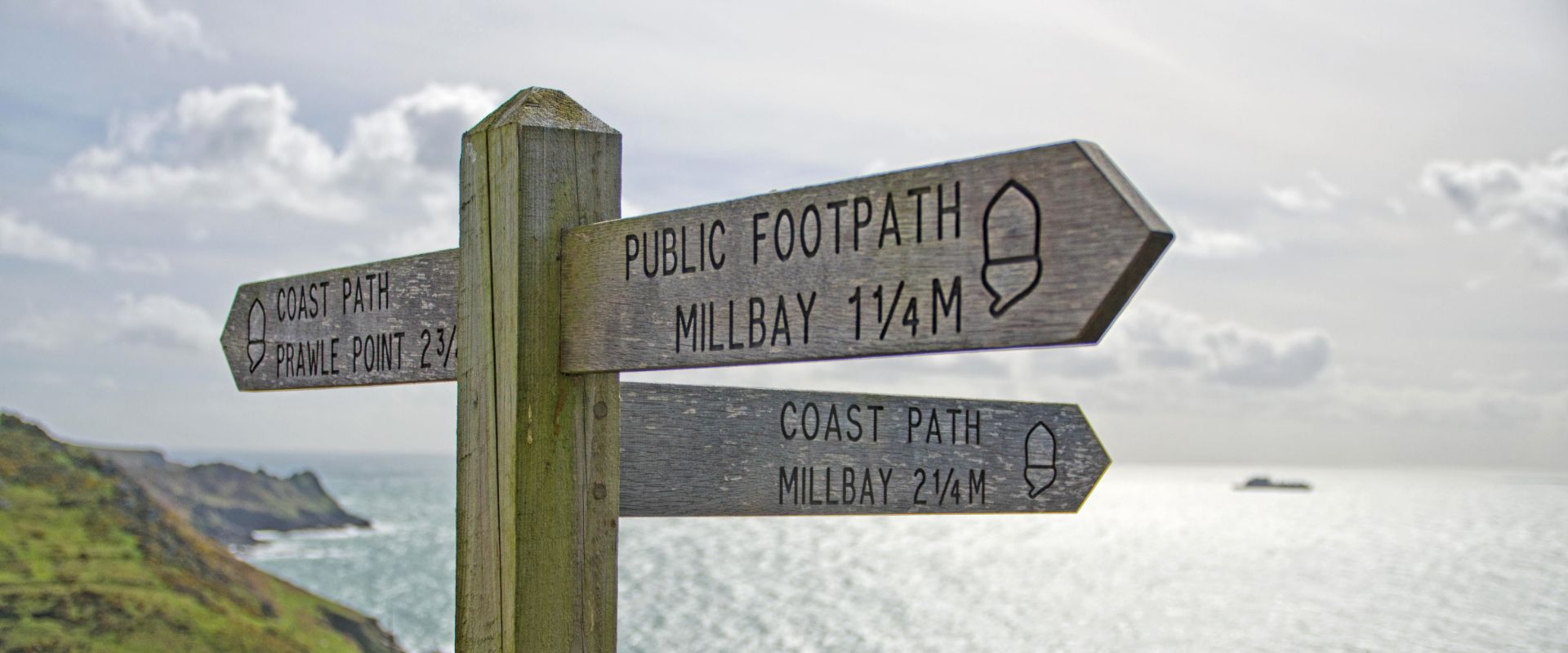 Signpost on the South Devon coast