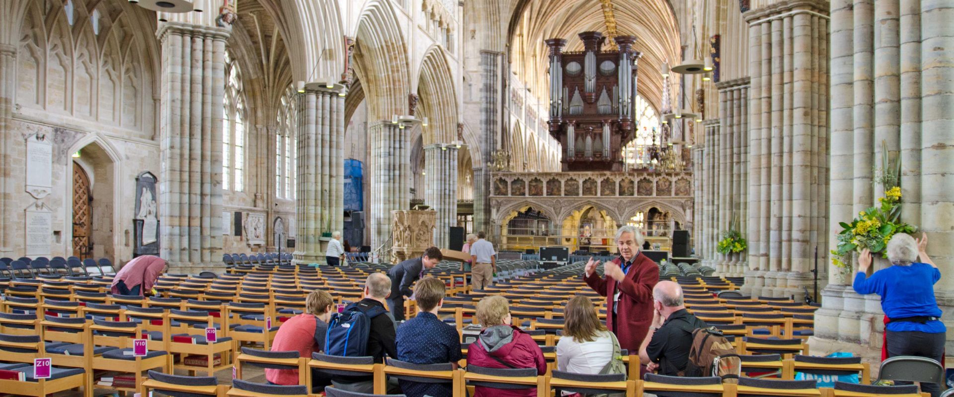 Guests on a guided tour of Exeter Cathedral